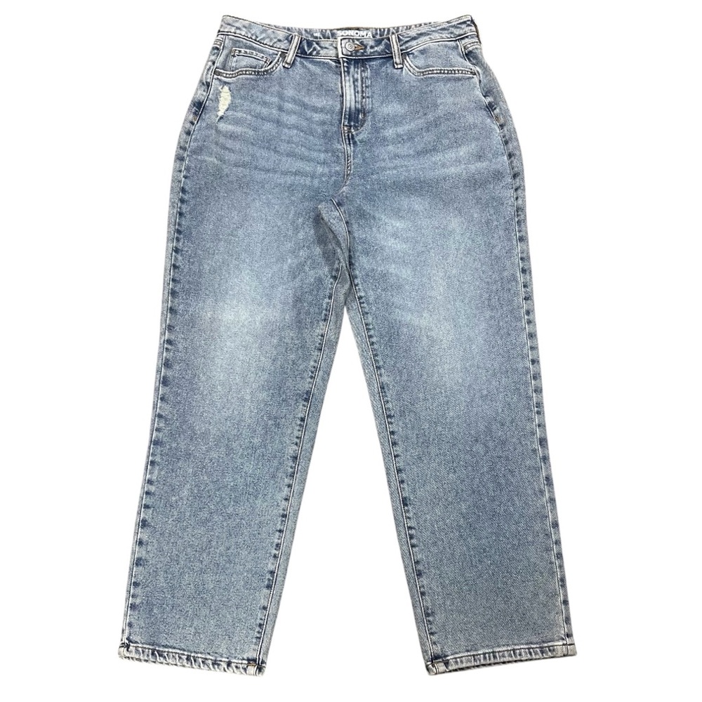 Sonoma Light Blue Straight Leg Jeans Women’s Size 16 Short Minimal Distressing